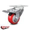 Service Caster 3.5 Inch Red Polyurethane Wheel Swivel Top Plate Caster with Total Lock Brake SCC-TTL20S3514-PPUB-RED
